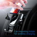 Baseus 10W Max Aluminium Alloy + Glass Clamping Gravity Phone Holder Car Air Vent Mount Qi Wireless Charger, For iPhone, Galaxy, Sony, Lenovo, HTC, Huawei, and other 4-6.5 inch Smartphones(Tarnish)