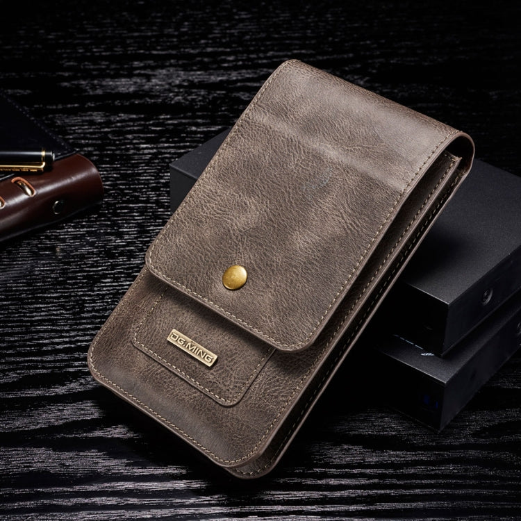 DG.MING Universal Cowskin Leather Protective Case Bag Waist Bag with Card Slots & Hook, For iPhone, Samsung, Sony, Huawei, Meizu, Lenovo, ASUS, Oneplus, Xiaomi, Cubot, Ulefone, Letv, DOOGEE, Vkworld, and other Smartphones Below 6.5 inch(Grey)