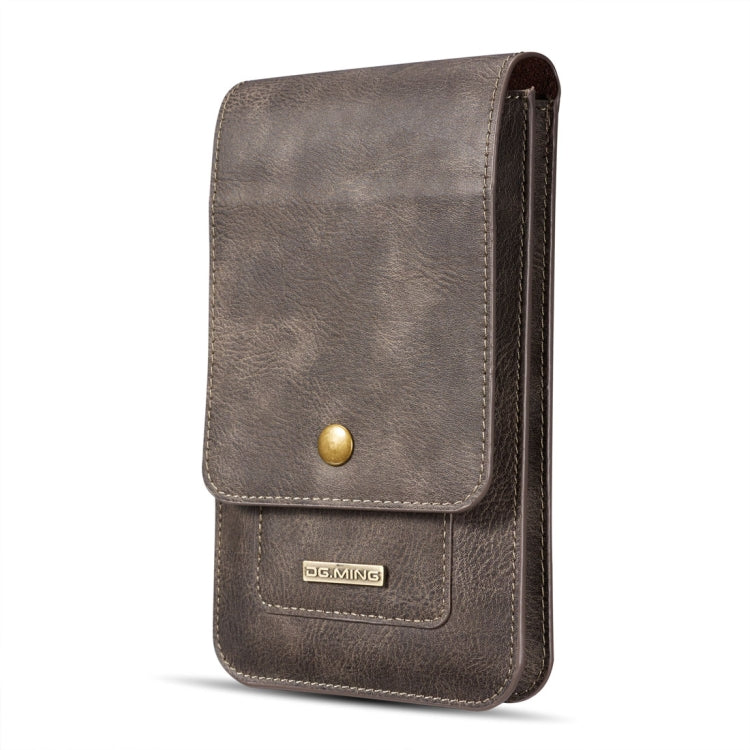 DG.MING Universal Cowskin Leather Protective Case Bag Waist Bag with Card Slots & Hook, For iPhone, Samsung, Sony, Huawei, Meizu, Lenovo, ASUS, Oneplus, Xiaomi, Cubot, Ulefone, Letv, DOOGEE, Vkworld, and other Smartphones Below 6.5 inch(Grey)
