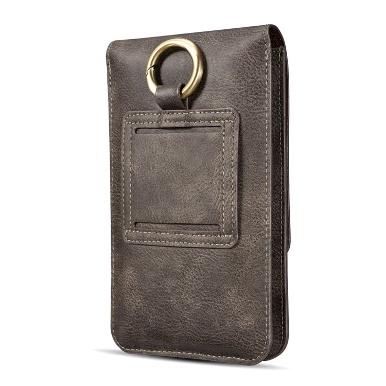 DG.MING Universal Cowskin Leather Protective Case Bag Waist Bag with Card Slots & Hook, For iPhone, Samsung, Sony, Huawei, Meizu, Lenovo, ASUS, Oneplus, Xiaomi, Cubot, Ulefone, Letv, DOOGEE, Vkworld, and other Smartphones Below 6.5 inch(Grey)