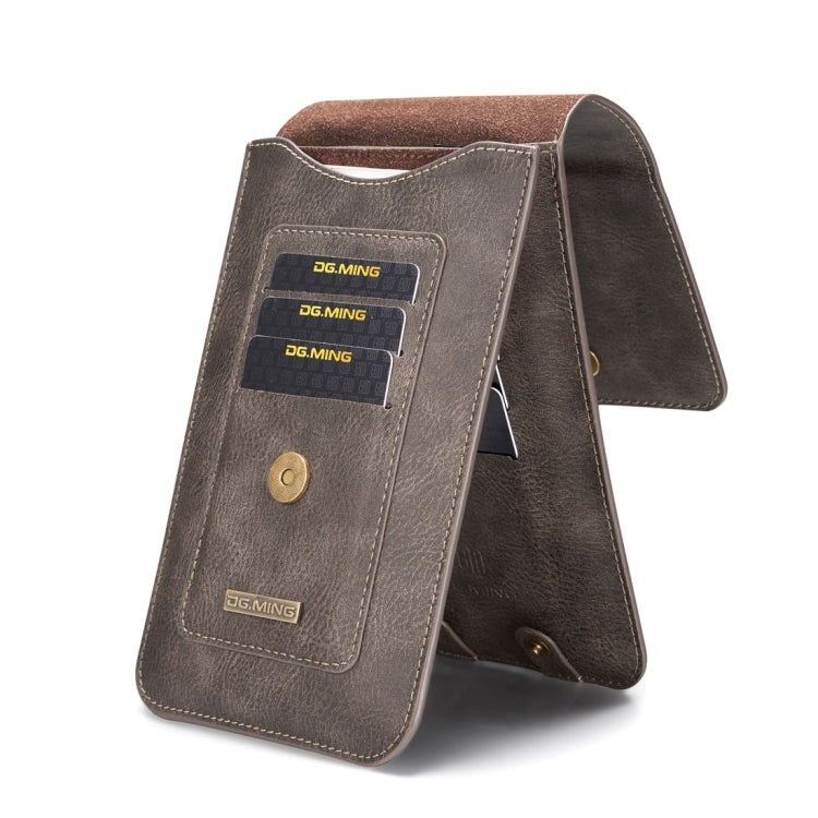 DG.MING Universal Cowskin Leather Protective Case Bag Waist Bag with Card Slots & Hook, For iPhone, Samsung, Sony, Huawei, Meizu, Lenovo, ASUS, Oneplus, Xiaomi, Cubot, Ulefone, Letv, DOOGEE, Vkworld, and other Smartphones Below 6.5 inch(Grey)