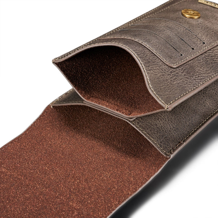 DG.MING Universal Cowskin Leather Protective Case Bag Waist Bag with Card Slots & Hook, For iPhone, Samsung, Sony, Huawei, Meizu, Lenovo, ASUS, Oneplus, Xiaomi, Cubot, Ulefone, Letv, DOOGEE, Vkworld, and other Smartphones Below 6.5 inch(Grey)