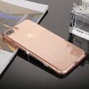 For iPhone 8 Plus & 7 Plus Diamond Border TPU Transparent Protective Back Cover Case (Pink)