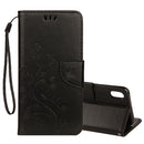 Embossed Butterfly Pattern Horizontal Flip Leather Case with Card Slot & Holder & Wallet & Lanyard For iPhone XR (Black)