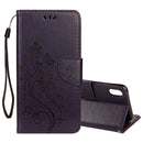 Embossed Butterfly Pattern Horizontal Flip Leather Case with Card Slot & Holder & Wallet & Lanyard For iPhone XR (Dark Purple)