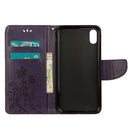 Embossed Butterfly Pattern Horizontal Flip Leather Case with Card Slot & Holder & Wallet & Lanyard For iPhone XR (Dark Purple)