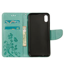 Embossed Butterfly Pattern Horizontal Flip Leather Case with Card Slot & Holder & Wallet & Lanyard For iPhone XR (Green)