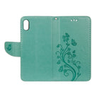 Embossed Butterfly Pattern Horizontal Flip Leather Case with Card Slot & Holder & Wallet & Lanyard For iPhone XR (Green)