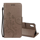 Embossed Butterfly Pattern Horizontal Flip Leather Case with Card Slot & Holder & Wallet & Lanyard For iPhone XR (Grey)