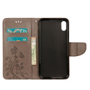 Embossed Butterfly Pattern Horizontal Flip Leather Case with Card Slot & Holder & Wallet & Lanyard For iPhone XR (Grey)
