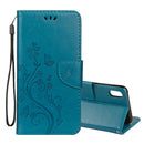 Embossed Butterfly Pattern Horizontal Flip Leather Case with Card Slot & Holder & Wallet & Lanyard For iPhone XR (Blue)