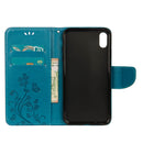 Embossed Butterfly Pattern Horizontal Flip Leather Case with Card Slot & Holder & Wallet & Lanyard For iPhone XR (Blue)