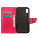 Embossed Butterfly Pattern Horizontal Flip Leather Case with Card Slot & Holder & Wallet & Lanyard For iPhone XR (Magenta)