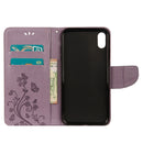 Embossed Butterfly Pattern Horizontal Flip Leather Case with Card Slot & Holder & Wallet & Lanyard For iPhone XR (Purple)