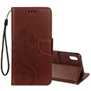 Embossed Butterfly Pattern Horizontal Flip Leather Case with Card Slot & Holder & Wallet & Lanyard For iPhone XR (Brown)