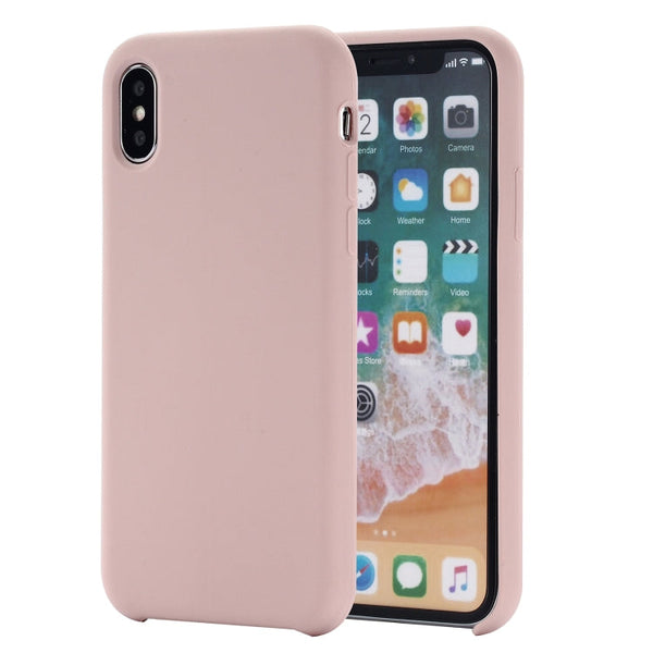 Four Corners Full Coverage Liquid Silicone Protective Case Back Cover for iPhone XS Max 6.5 inch(Light Pink)