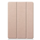 For iPad 10.2 Custer Texture Horizontal Flip Smart PU Leather Case with Sleep / Wake-up Function & Three-folding Holder (Gold)