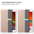 For iPad 10.2 Custer Texture Horizontal Flip Smart PU Leather Case with Sleep / Wake-up Function & Three-folding Holder (Gold)