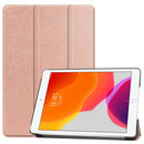 For iPad 10.2 Custer Texture Horizontal Flip Smart PU Leather Case with Sleep / Wake-up Function & Three-folding Holder (Rose Gold)