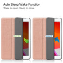 For iPad 10.2 Custer Texture Horizontal Flip Smart PU Leather Case with Sleep / Wake-up Function & Three-folding Holder (Rose Gold)