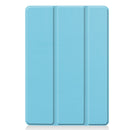 For iPad 10.2 Custer Texture Horizontal Flip Smart PU Leather Case with Sleep / Wake-up Function & Three-folding Holder (Sky Blue)