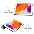 For iPad 10.2 Custer Texture Horizontal Flip Smart PU Leather Case with Sleep / Wake-up Function & Three-folding Holder (Sky Blue)