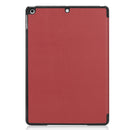 For iPad 10.2 Custer Texture Horizontal Flip Smart PU Leather Case with Sleep / Wake-up Function & Three-folding Holder (Wine Red)