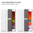 For iPad 10.2 Custer Texture Horizontal Flip Smart PU Leather Case with Sleep / Wake-up Function & Three-folding Holder (White)