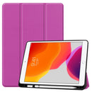 For iPad 10.2 2021 / 2020 / 2019 Custer Texture Horizontal Flip Smart TPU Leather Case with Sleep / Wake-up Function & Three-folding Holder & Pen Slot(Purple)