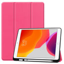 For iPad 10.2 2021 / 2020 / 2019 Custer Texture Horizontal Flip Smart TPU Leather Case with Sleep / Wake-up Function & Three-folding Holder & Pen Slot(Rose Red)