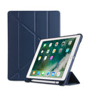 Multi-folding Shockproof TPU Protective Case for iPad 9.7 (2018) / 9.7 (2017) / air / air2, with Holder & Pen Slot(Blue)