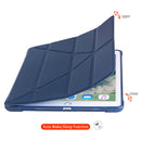 Multi-folding Shockproof TPU Protective Case for iPad 9.7 (2018) / 9.7 (2017) / air / air2, with Holder & Pen Slot(Blue)
