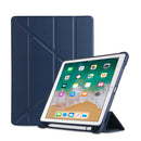 Multi-folding Shockproof TPU Protective Case for iPad 9.7 (2018) / 9.7 (2017) / air / air2, with Holder & Pen Slot(Blue)