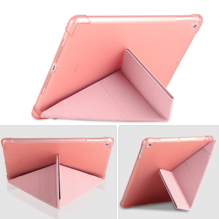 Multi-folding Shockproof TPU Protective Case for iPad 9.7 (2018) / 9.7 (2017) / air / air2, with Holder & Pen Slot(Red)