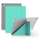 Multi-folding Shockproof PC + PU Leather Protective Case for iPad Pro 12.9 2018 / 2020, with Holder & Sleep / Wake-up Function(Mint Green)