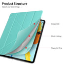 Multi-folding Shockproof PC + PU Leather Protective Case for iPad Pro 12.9 2018 / 2020, with Holder & Sleep / Wake-up Function(Mint Green)