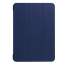 For iPad Pro 10.5 inch PU Litchi Texture 3-folding Smart Case Clear Back Cover with Holder(navy)