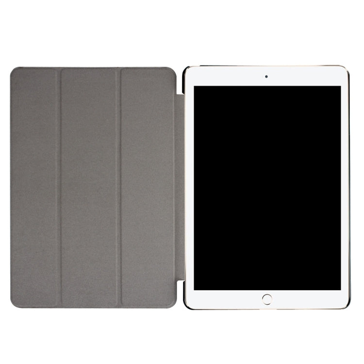 For iPad Pro 10.5 inch PU Litchi Texture 3-folding Smart Case Clear Back Cover with Holder(navy)
