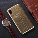 For iPhone X / XS Snake Skin Texture Paste Protective Back Cover Case(Gold)