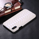 For iPhone X / XS Snake Skin Texture Paste Protective Back Cover Case(White)