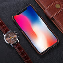 For iPhone X / XS Snake Skin Texture Paste Protective Back Cover Case(Brown)