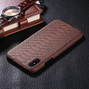 For iPhone X / XS Snake Skin Texture Paste Protective Back Cover Case(Brown)