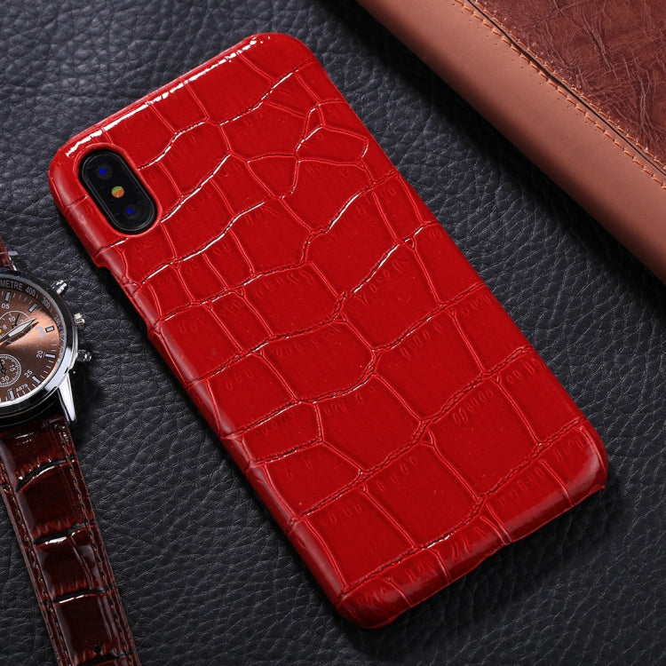 For iPhone X / XS Crocodile Texture Paste Protective Back Cover Case (Red)