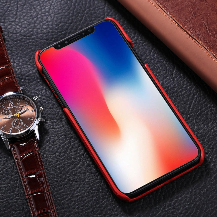 For iPhone X / XS Crocodile Texture Paste Protective Back Cover Case (Red)