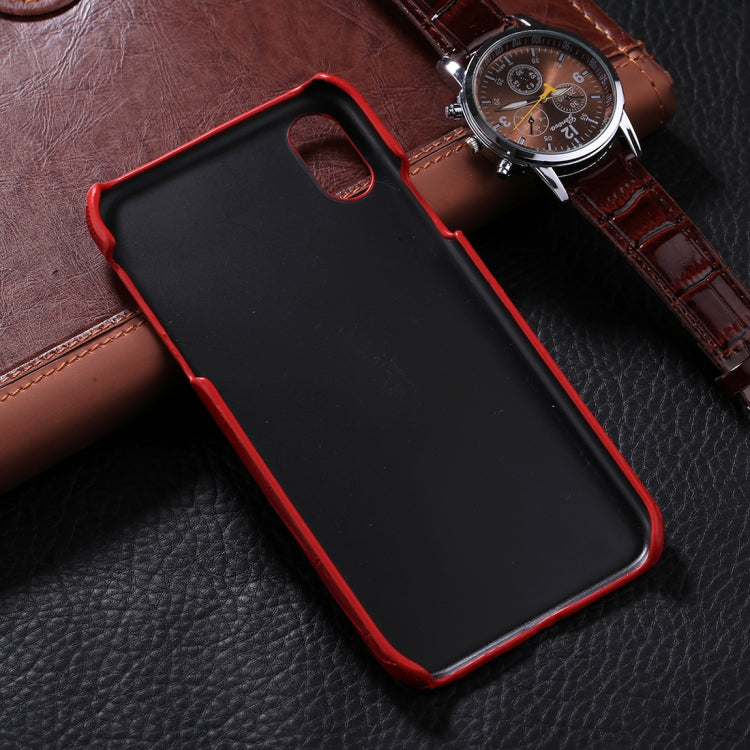 For iPhone X / XS Crocodile Texture Paste Protective Back Cover Case (Red)