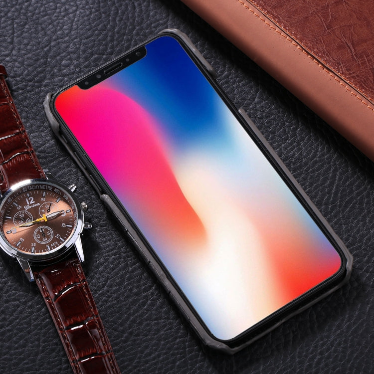 For iPhone X / XS Crocodile Texture Paste Protective Back Cover Case (Silver)