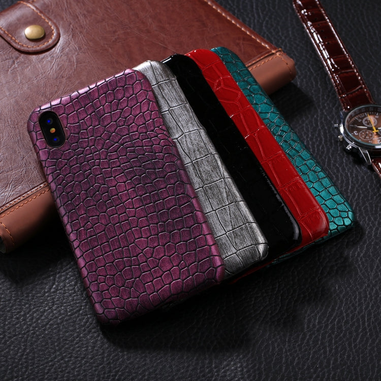 For iPhone X / XS Crocodile Texture Paste Protective Back Cover Case (Red)