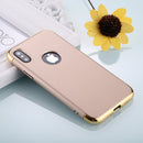 For iPhone X / XS Three Stage Splicing Electroplating Side Protective Back Cover Case (Champagne Gold)