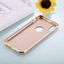 For iPhone X / XS Three Stage Splicing Electroplating Side Protective Back Cover Case (Champagne Gold)