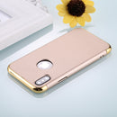 For iPhone X / XS Three Stage Splicing Electroplating Side Protective Back Cover Case (Champagne Gold)